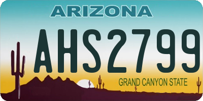AZ license plate AHS2799
