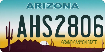 AZ license plate AHS2806