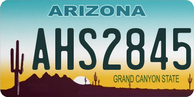 AZ license plate AHS2845