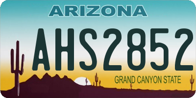 AZ license plate AHS2852