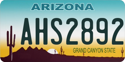 AZ license plate AHS2892