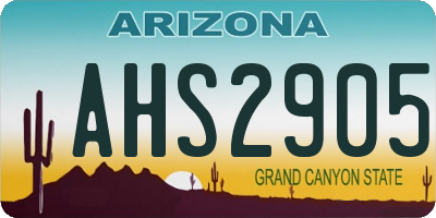 AZ license plate AHS2905