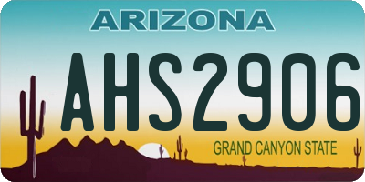 AZ license plate AHS2906