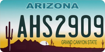 AZ license plate AHS2909
