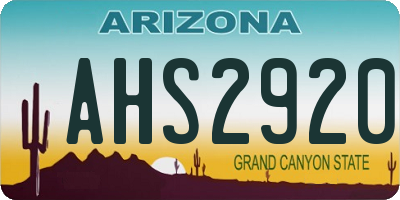 AZ license plate AHS2920