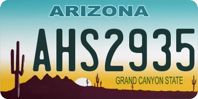 AZ license plate AHS2935