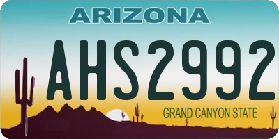AZ license plate AHS2992