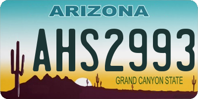 AZ license plate AHS2993