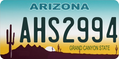 AZ license plate AHS2994