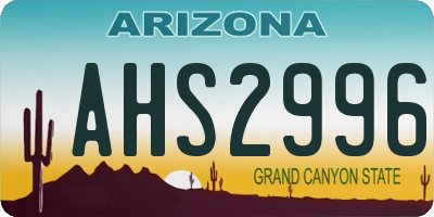AZ license plate AHS2996