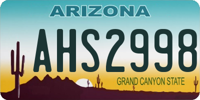 AZ license plate AHS2998