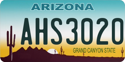 AZ license plate AHS3020