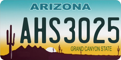 AZ license plate AHS3025