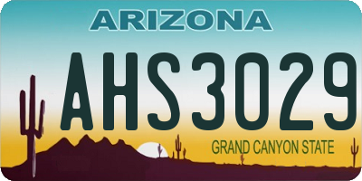 AZ license plate AHS3029