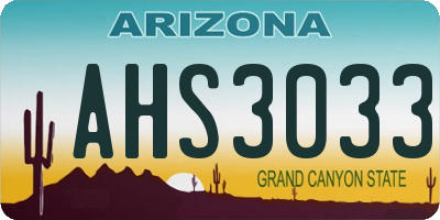 AZ license plate AHS3033