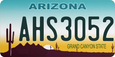 AZ license plate AHS3052