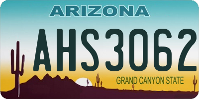 AZ license plate AHS3062
