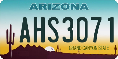 AZ license plate AHS3071