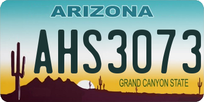 AZ license plate AHS3073