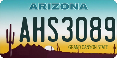 AZ license plate AHS3089