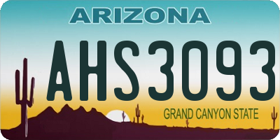 AZ license plate AHS3093