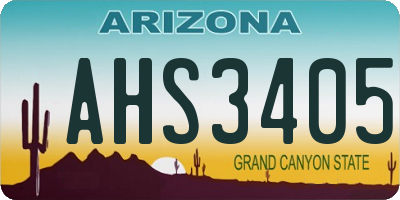 AZ license plate AHS3405