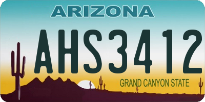 AZ license plate AHS3412