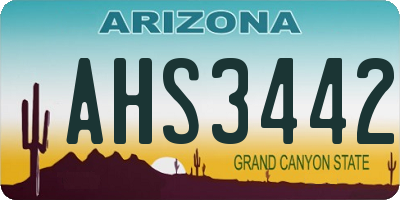 AZ license plate AHS3442