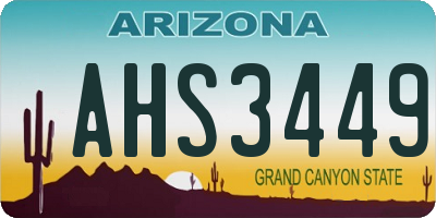 AZ license plate AHS3449