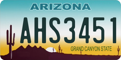 AZ license plate AHS3451