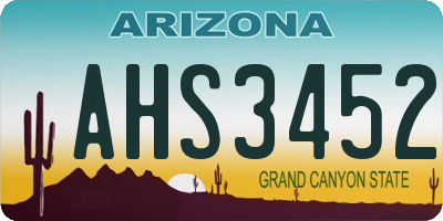 AZ license plate AHS3452