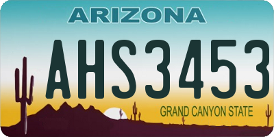 AZ license plate AHS3453