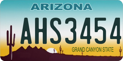 AZ license plate AHS3454