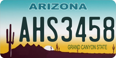 AZ license plate AHS3458