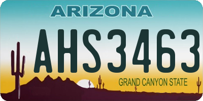 AZ license plate AHS3463