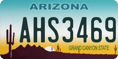 AZ license plate AHS3469