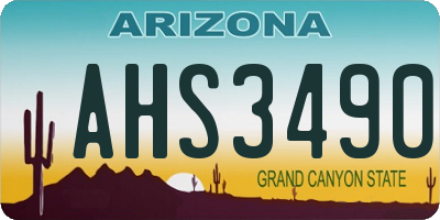 AZ license plate AHS3490