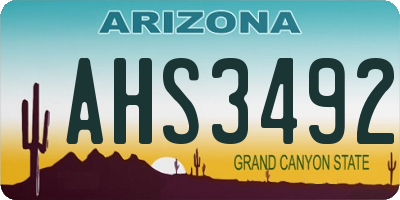 AZ license plate AHS3492