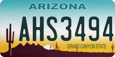 AZ license plate AHS3494