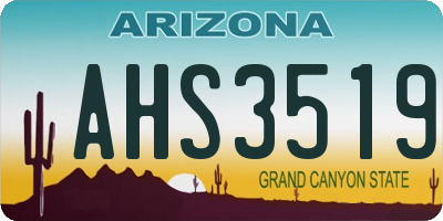 AZ license plate AHS3519
