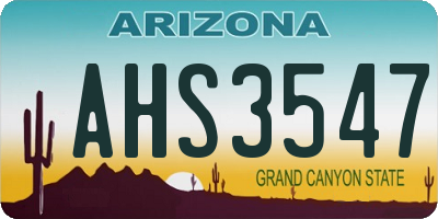AZ license plate AHS3547