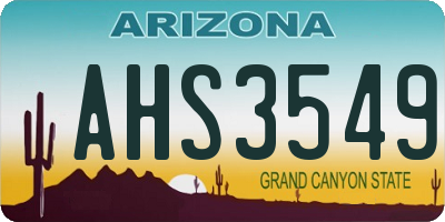 AZ license plate AHS3549