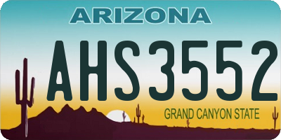 AZ license plate AHS3552
