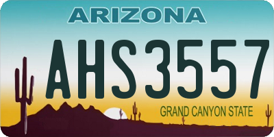 AZ license plate AHS3557