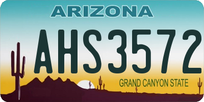 AZ license plate AHS3572
