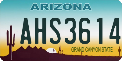 AZ license plate AHS3614