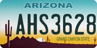 AZ license plate AHS3628