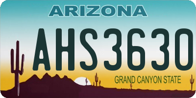 AZ license plate AHS3630
