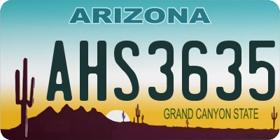 AZ license plate AHS3635