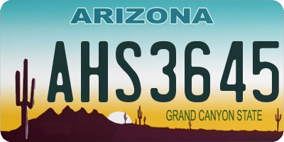 AZ license plate AHS3645